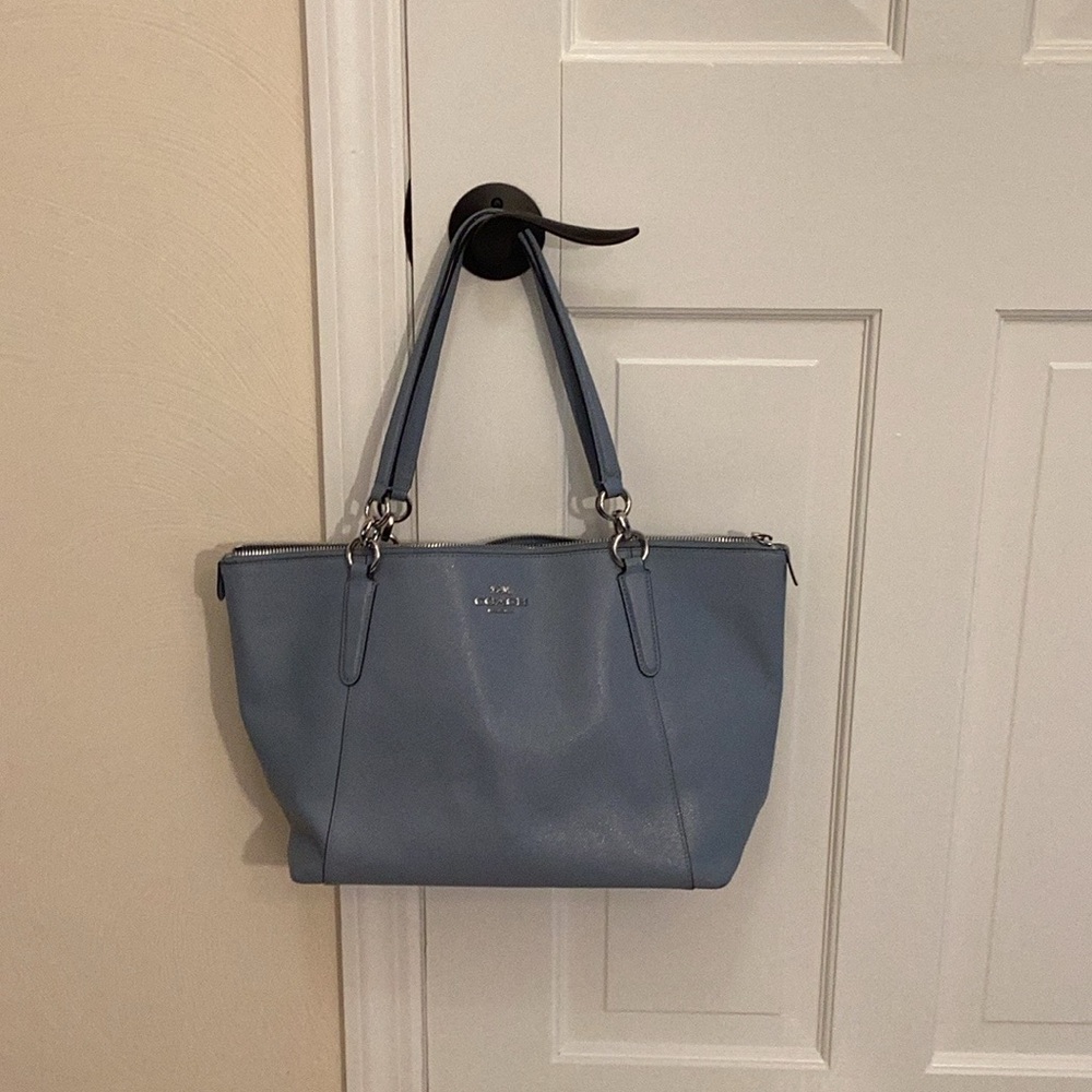 Coach Light Blue Leather Tote - Picture 11 of 11